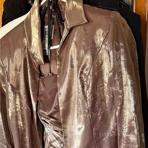 R&M Richards Bronze Satin Blazer and Dress Set